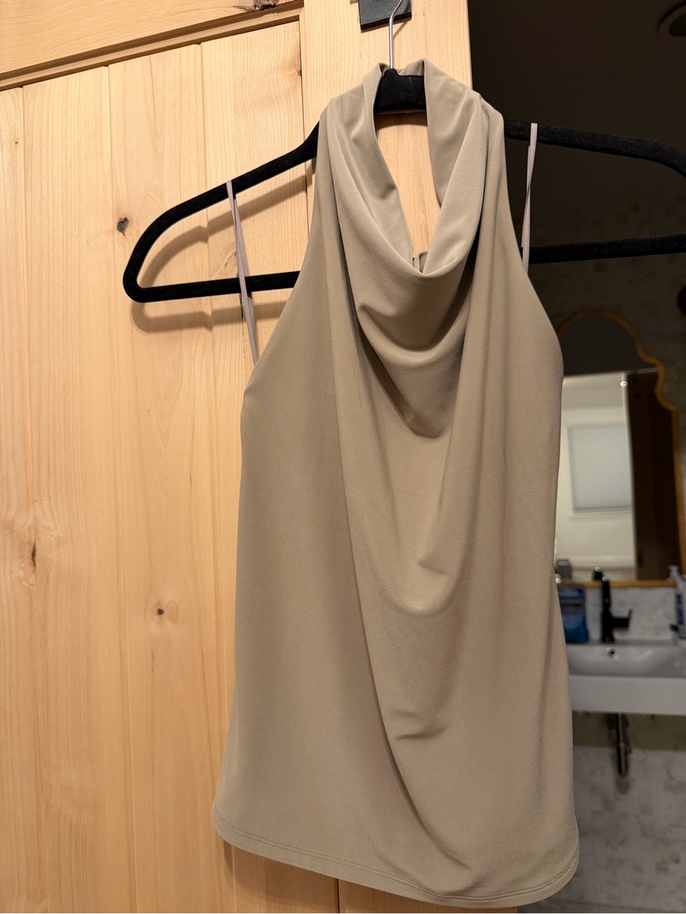 Aritzia tower top in Taupe Cowl Neck Halter size medium NWT